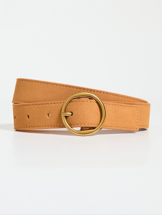 Frame Circle Belt in Tan Suede